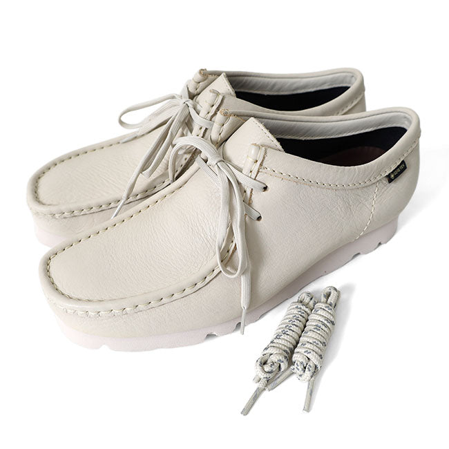 CLARKS クラークス Wallabee GTX ワラビー ゴアテックス レザー モカシンシューズ 26185541 白 レザースニーカー メンズ