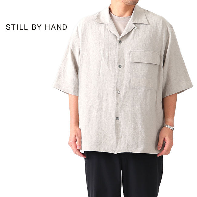 Still By Hand スティルバイハンド リラックス リネン オープンカラーシャツ SH03202 半袖シャツ ベージュ (メンズ)