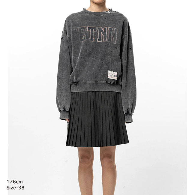 Maison MIHARA YASUHIRO BLEACHED COLLEGE PRINT SWEATSHIRT B17PO552
