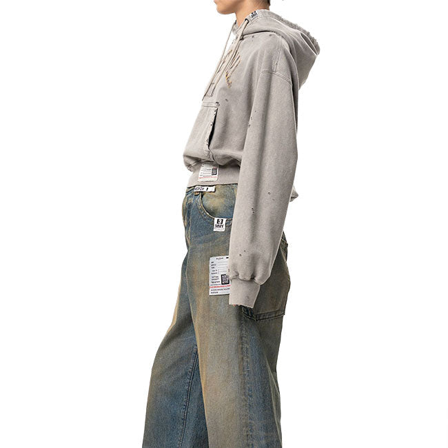 Maison MIHARA YASUHIRO BLEACHED COLLEGE PRINT HOODIE B17HD551