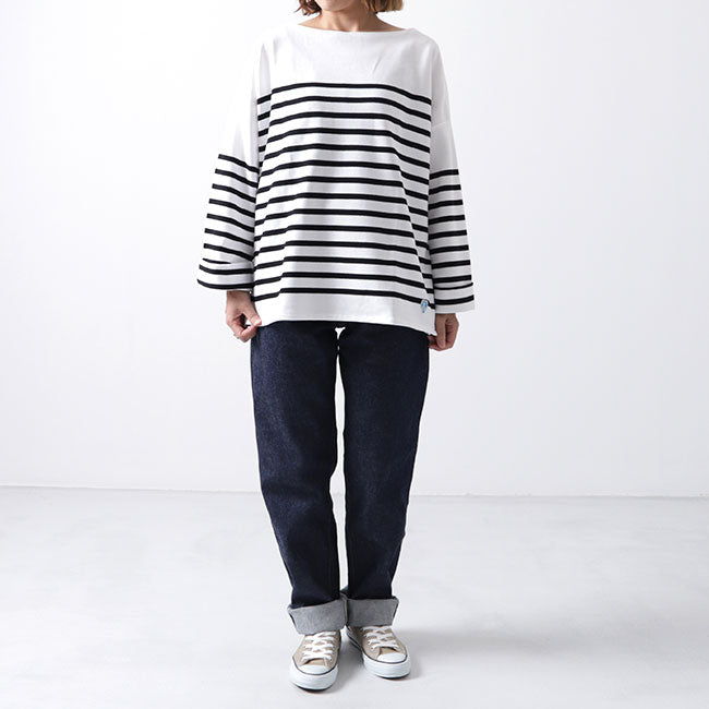 ORCIVAL オーシバル ラッセル ボーダー ルーズフィット ボートネック バスクシャツ 6819 ロンT 長袖Tシャツ(レディース)