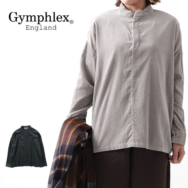 GYMPHLEX ジムフレックス コーデュロイ スキッパーシャツ J-1393 AWC バンドカラー (レディース)