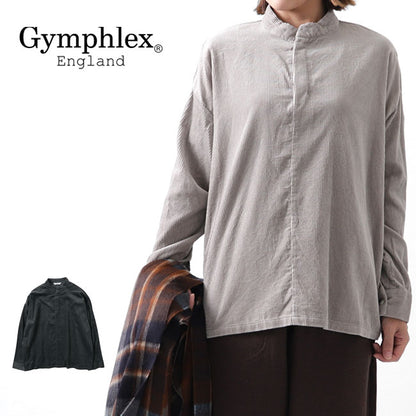 GYMPHLEX ジムフレックス コーデュロイ スキッパーシャツ J-1393 AWC バンドカラー (レディース)