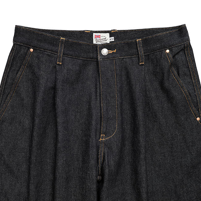 Traditional Weatherwear トラディショナルウェザーウェア UNIONSLACKS 102D DENIM ユニオンスラック ブラックデニム ワイドジーンズ メンズ
