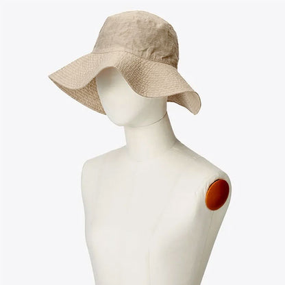 KIJIMA TAKAYUKI LINEN RAYON WIDE BRIM BUCKET HAT W-251357