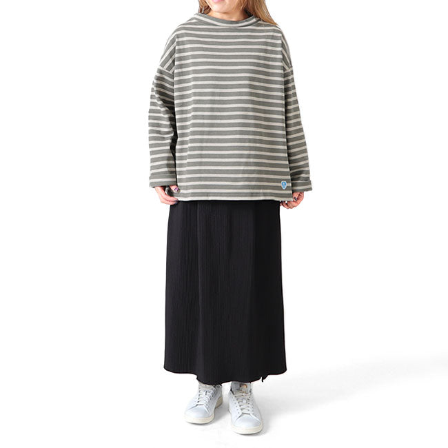 ORCIVAL オーシバル コットンロード ワイドシルエット モックネック Tシャツ B631 長袖Tシャツ ボーダー レディース