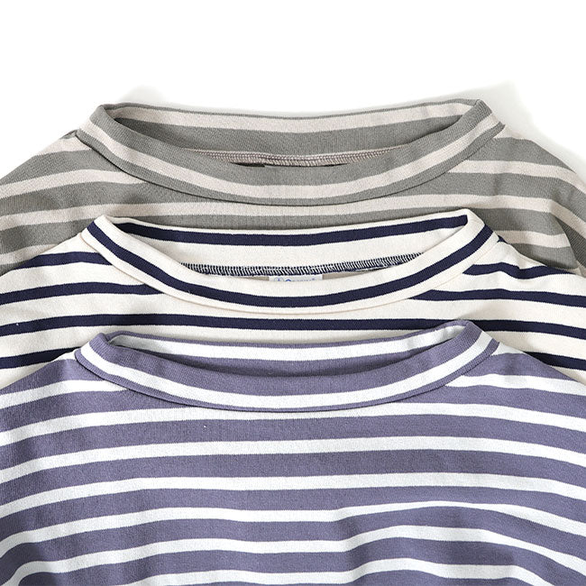ORCIVAL オーシバル コットンロード ワイドシルエット モックネック Tシャツ B631 長袖Tシャツ ボーダー レディース