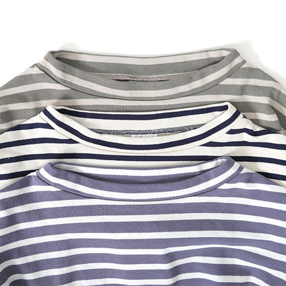 ORCIVAL オーシバル コットンロード ワイドシルエット モックネック Tシャツ B631 長袖Tシャツ ボーダー レディース