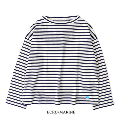 ORCIVAL オーシバル コットンロード ワイドシルエット モックネック Tシャツ B631 長袖Tシャツ ボーダー レディース