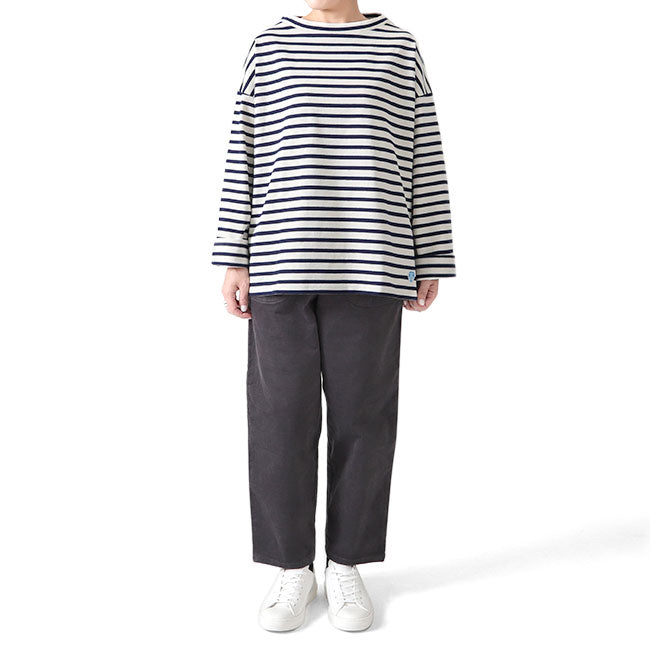 ORCIVAL オーシバル コットンロード ワイドシルエット モックネック Tシャツ B631 長袖Tシャツ ボーダー レディース
