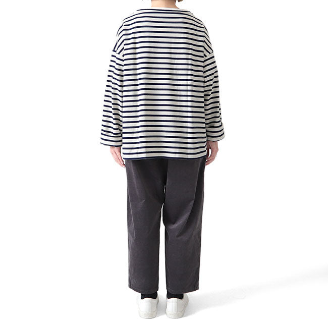 ORCIVAL オーシバル コットンロード ワイドシルエット モックネック Tシャツ B631 長袖Tシャツ ボーダー レディース