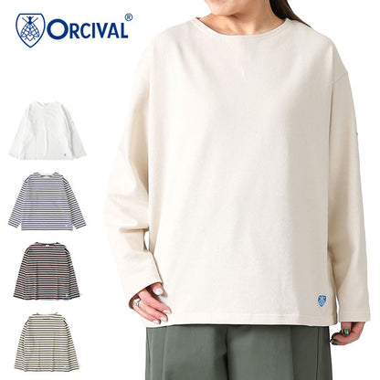 ORCIVAL オーシバル コットンロード ワイド ボートネック フレンチバスクシャツ B249 ロンT 長袖Tシャツ レディース