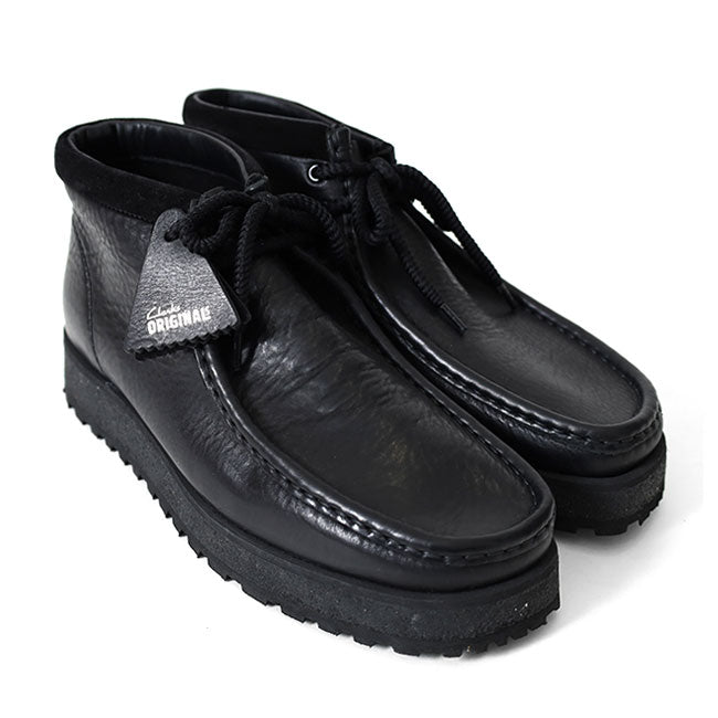 CLARKS クラークス Wallabee Scout ワラビー スカウト レザー モカシンブーツ 26177753 黒 メンズ