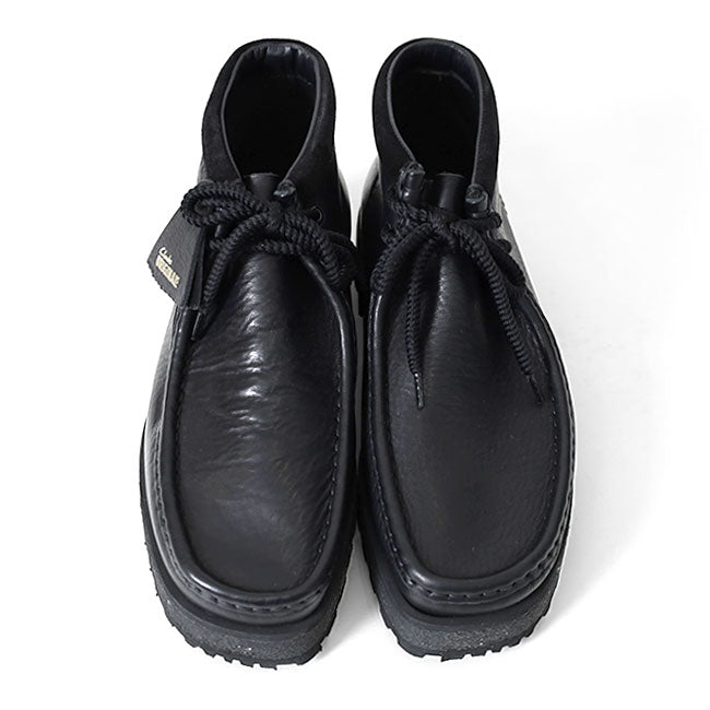 CLARKS クラークス Wallabee Scout ワラビー スカウト レザー モカシンブーツ 26177753 黒 メンズ