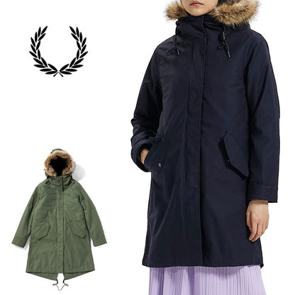 FRED PERRY フレッドペリー フィッシュテール ミリタリー モッズコート J4132 ファー付き モッズパーカー レディース