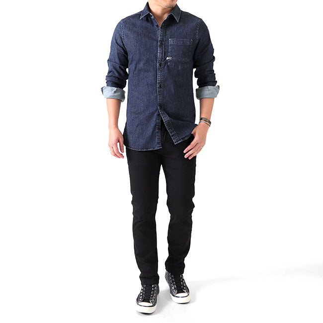DENHAM デンハム AXEL SHIRT IC シザーロゴ アクセル ストレッチ デニムシャツ 01-21-10-43-030 長袖シャツ メンズ