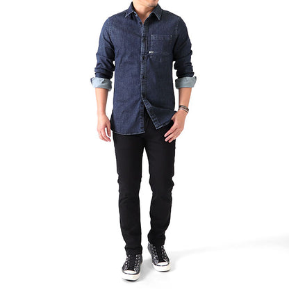 DENHAM デンハム AXEL SHIRT IC シザーロゴ アクセル ストレッチ デニムシャツ 01-21-10-43-030 長袖シャツ メンズ