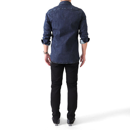 DENHAM デンハム AXEL SHIRT IC シザーロゴ アクセル ストレッチ デニムシャツ 01-21-10-43-030 長袖シャツ メンズ