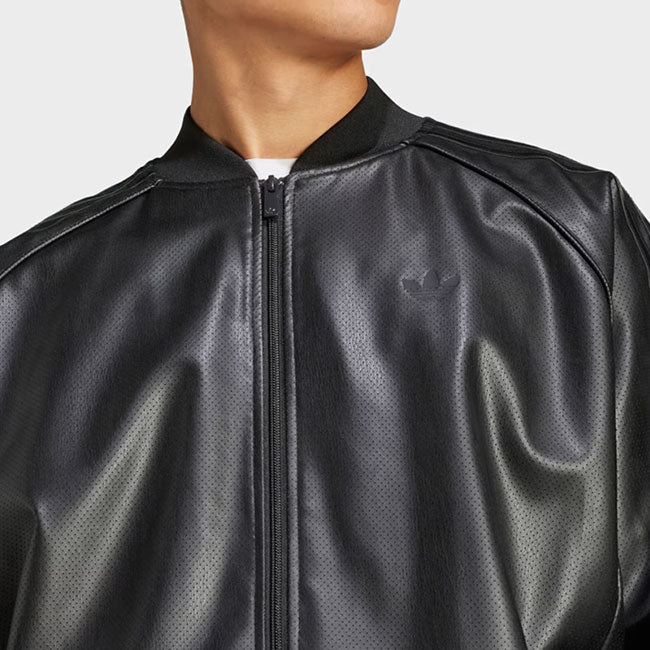 adidas originals アディダスオリジナルス フェイクレザー スーパースター トラックジャケット JC8220 黒 ブラック ジャージ メンズ