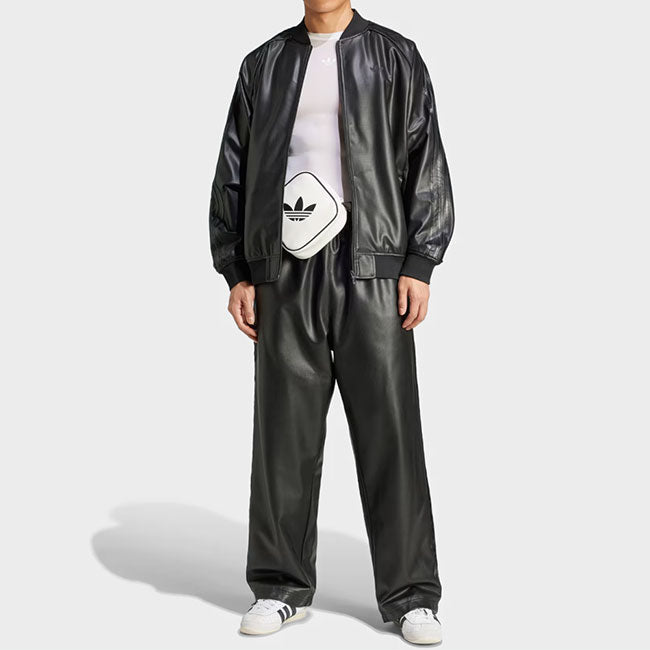 adidas originals アディダスオリジナルス フェイクレザー プレミアム トラックパンツ JC8218 黒 ブラック ジャージ メンズ