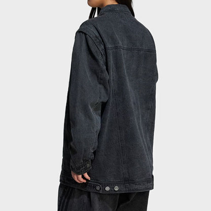 adidas originals アディダスオリジナルス ADILENIUM アディレニウム デニムシャツジャケット JY8882 黒 ブラック デニムジャケット Gジャン レディース