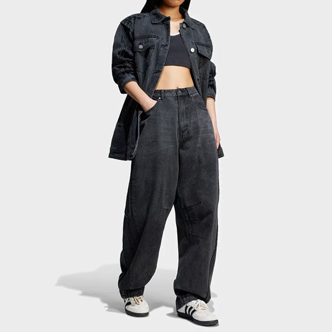 adidas originals アディダスオリジナルス ADILENIUM アディレニウム デニムシャツジャケット JY8882 黒 ブラック デニムジャケット Gジャン レディース