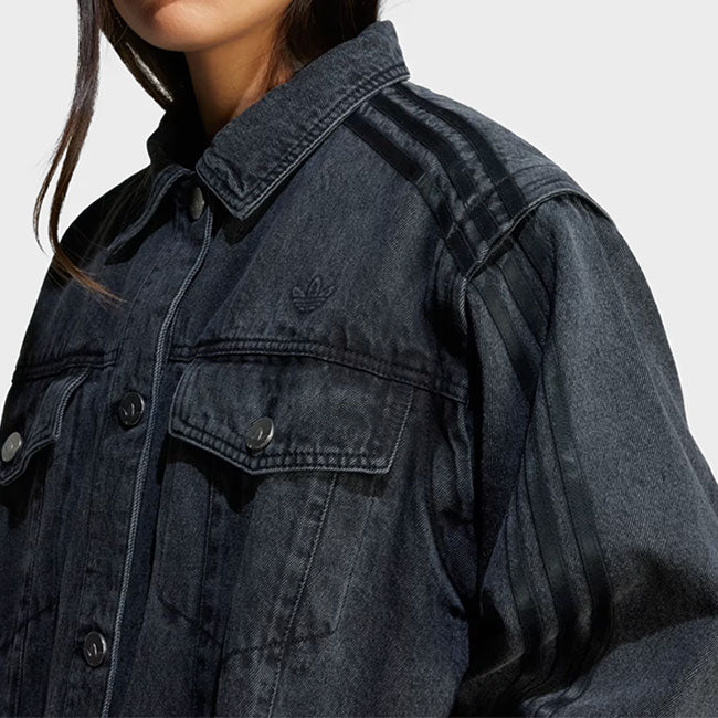 adidas originals アディダスオリジナルス ADILENIUM アディレニウム デニムシャツジャケット JY8882 黒 ブラック デニムジャケット Gジャン レディース