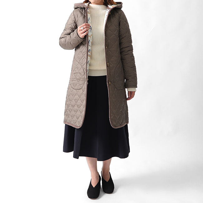 50周年限定モデル LAVENHAM ラベンハム BRUNDON ブランドン リバティ フード付き キルティングコート ロングコート 花柄 マリア (レディース)
