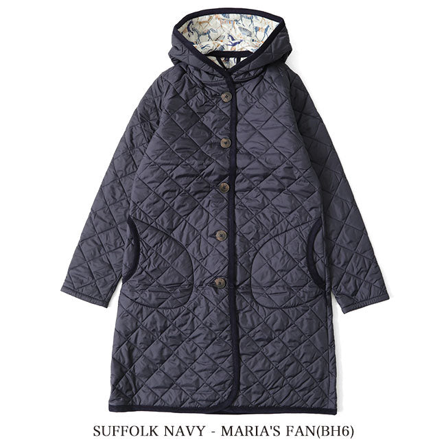 50周年限定モデル LAVENHAM ラベンハム BRUNDON ブランドン リバティ フード付き キルティングコート ロングコート 花柄 マリア (レディース)