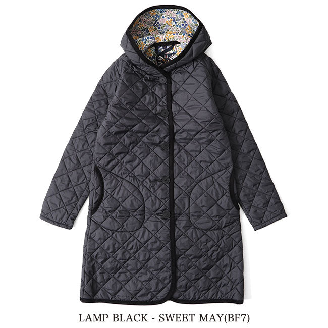 50周年限定モデル LAVENHAM ラベンハム BRUNDON ブランドン リバティ フード付き キルティングコート ロングコート 花柄 マリア (レディース)