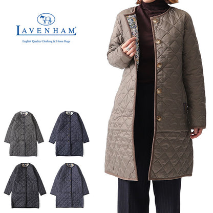 50周年限定モデル LAVENHAM ラベンハム LOUND ラウンド リバティノーカラー キルティングコート ロングコート (レディース)