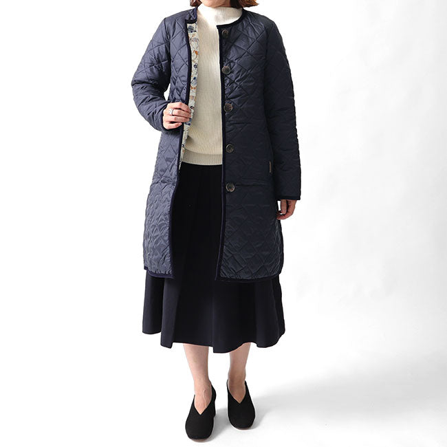 50周年限定モデル LAVENHAM ラベンハム LOUND ラウンド リバティノーカラー キルティングコート ロングコート (レディース)