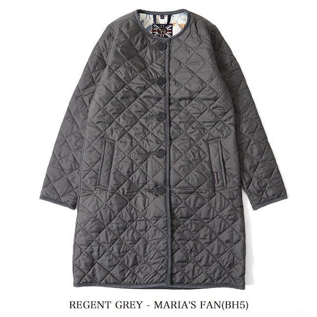 50周年限定モデル LAVENHAM ラベンハム LOUND ラウンド リバティノーカラー キルティングコート ロングコート (レディース)
