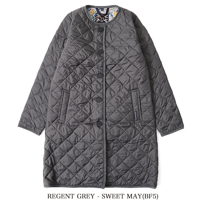 50周年限定モデル LAVENHAM ラベンハム LOUND ラウンド リバティノーカラー キルティングコート ロングコート (レディース)