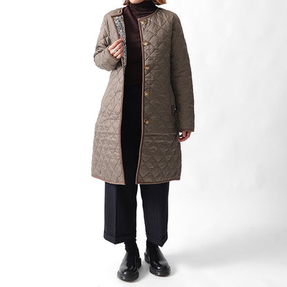 50周年限定モデル LAVENHAM ラベンハム LOUND ラウンド リバティノーカラー キルティングコート ロングコート (レディース)