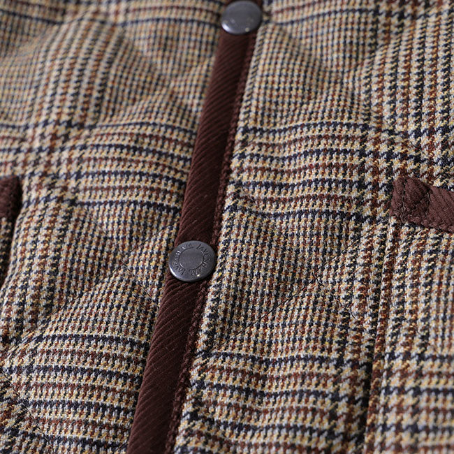 LAVENHAM ラベンハム CRAYDON クレイドン グレンチェック ショート丈 フード付き キルティングウールジャケット (レディース)