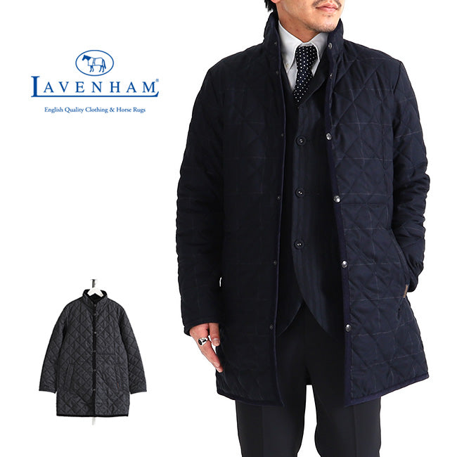LAVENHAM ラベンハム WEYBREAD WINDOWPANE ウェイブレッド ウィンドウペイン チェック スタンドカラー フランネル キルティングコート (メンズ)