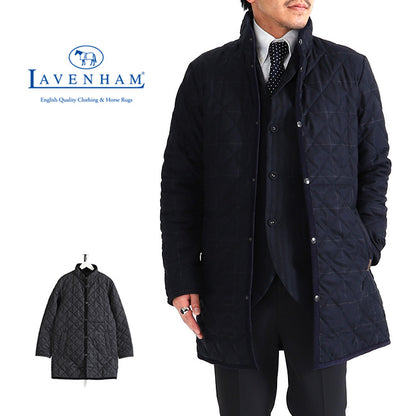 LAVENHAM ラベンハム WEYBREAD WINDOWPANE ウェイブレッド ウィンドウペイン チェック スタンドカラー フランネル キルティングコート (メンズ)