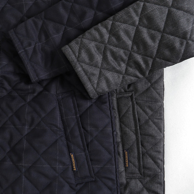 LAVENHAM ラベンハム WEYBREAD WINDOWPANE ウェイブレッド ウィンドウペイン チェック スタンドカラー フランネル キルティングコート (メンズ)