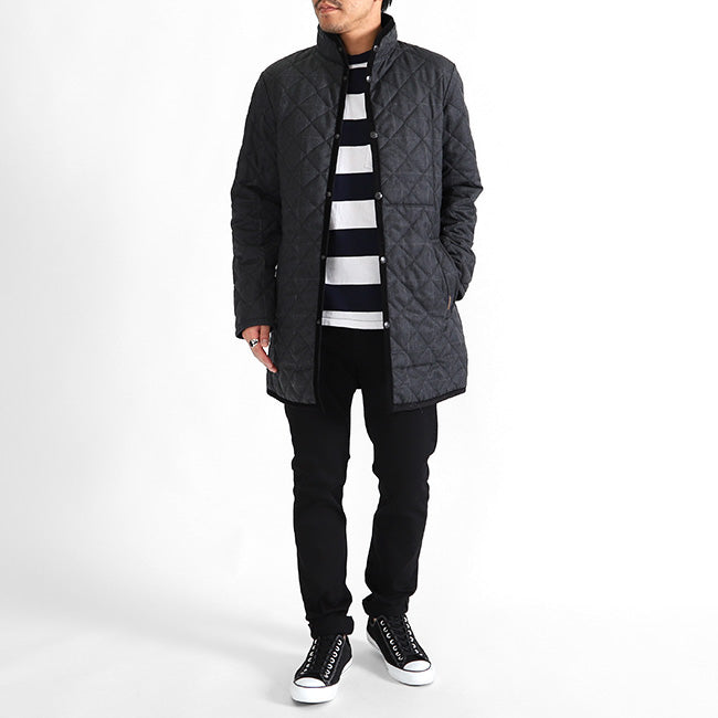 LAVENHAM ラベンハム WEYBREAD WINDOWPANE ウェイブレッド ウィンドウペイン チェック スタンドカラー フランネル キルティングコート (メンズ)