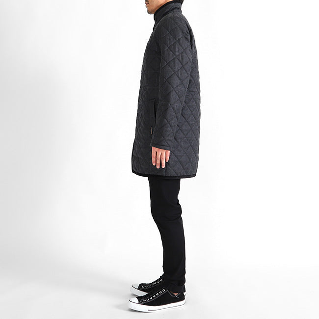 LAVENHAM ラベンハム WEYBREAD WINDOWPANE ウェイブレッド ウィンドウペイン チェック スタンドカラー フランネル キルティングコート (メンズ)