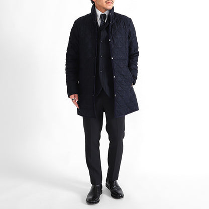 LAVENHAM ラベンハム WEYBREAD WINDOWPANE ウェイブレッド ウィンドウペイン チェック スタンドカラー フランネル キルティングコート (メンズ)