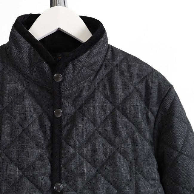 LAVENHAM ラベンハム WEYBREAD WINDOWPANE ウェイブレッド ウィンドウペイン チェック スタンドカラー フランネル キルティングコート (メンズ)