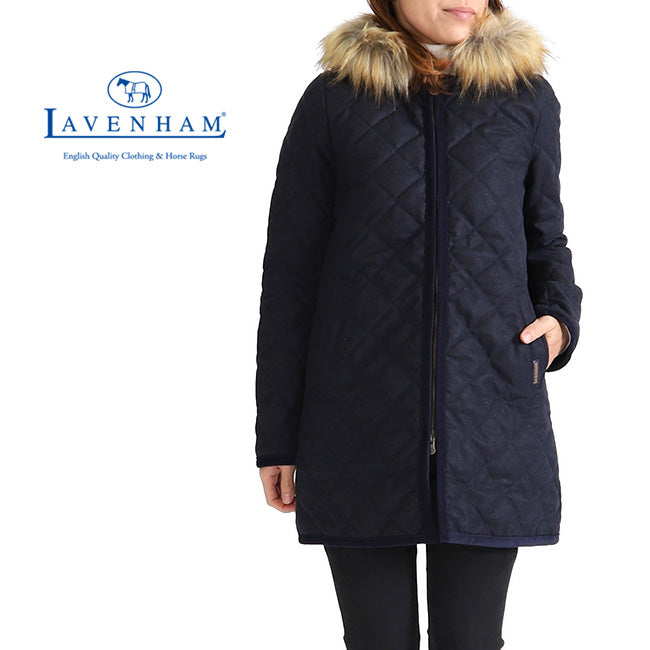 LAVENHAM ラベンハム SYLEHAM サイルハム ファー付き フランネル キルティングコート ウール (レディース)