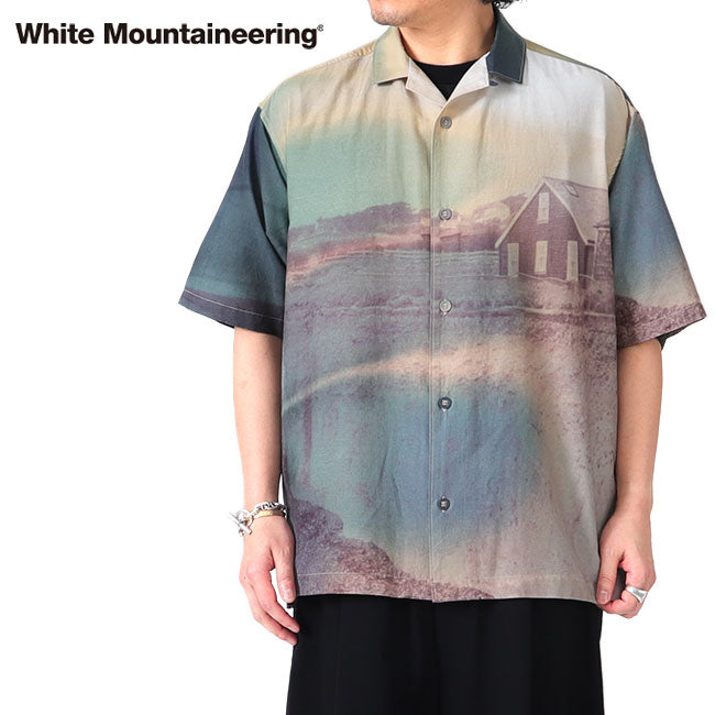 White Mountaineering PHOTO PRINT OPEN COLLAR SHIRT WM2471115