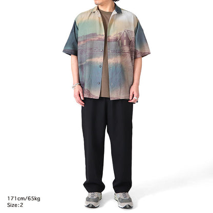 White Mountaineering PHOTO PRINT OPEN COLLAR SHIRT WM2471115