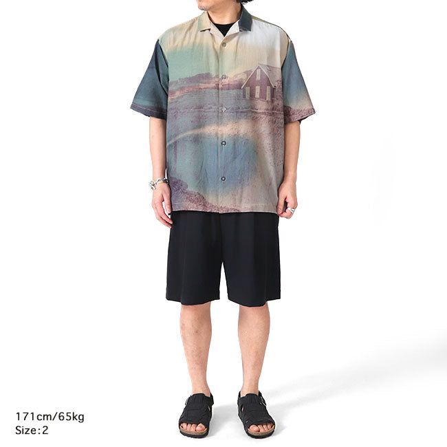 White Mountaineering PHOTO PRINT OPEN COLLAR SHIRT WM2471115