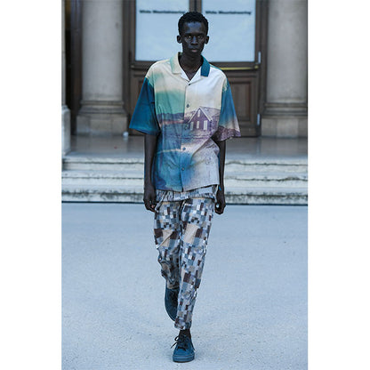 White Mountaineering PHOTO PRINT OPEN COLLAR SHIRT WM2471115