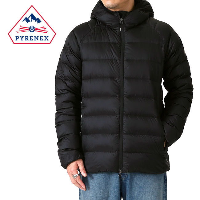 PYRENEX ピレネックス ARIAL HOODED アリアル フーデッド ライトダウンジャケット HMY026 黒 ブラック フード付き メンズ