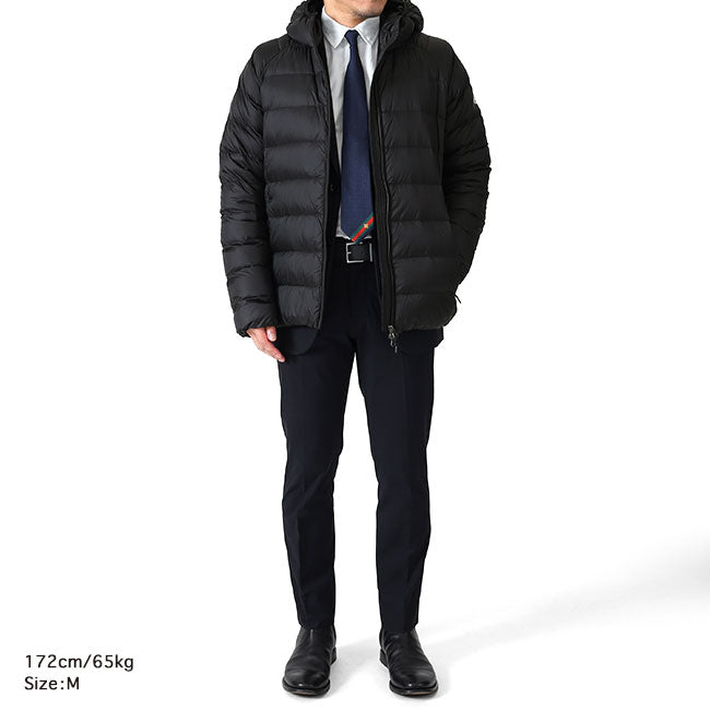 PYRENEX ピレネックス ARIAL HOODED アリアル フーデッド ライトダウンジャケット HMY026 黒 ブラック フード付き メンズ